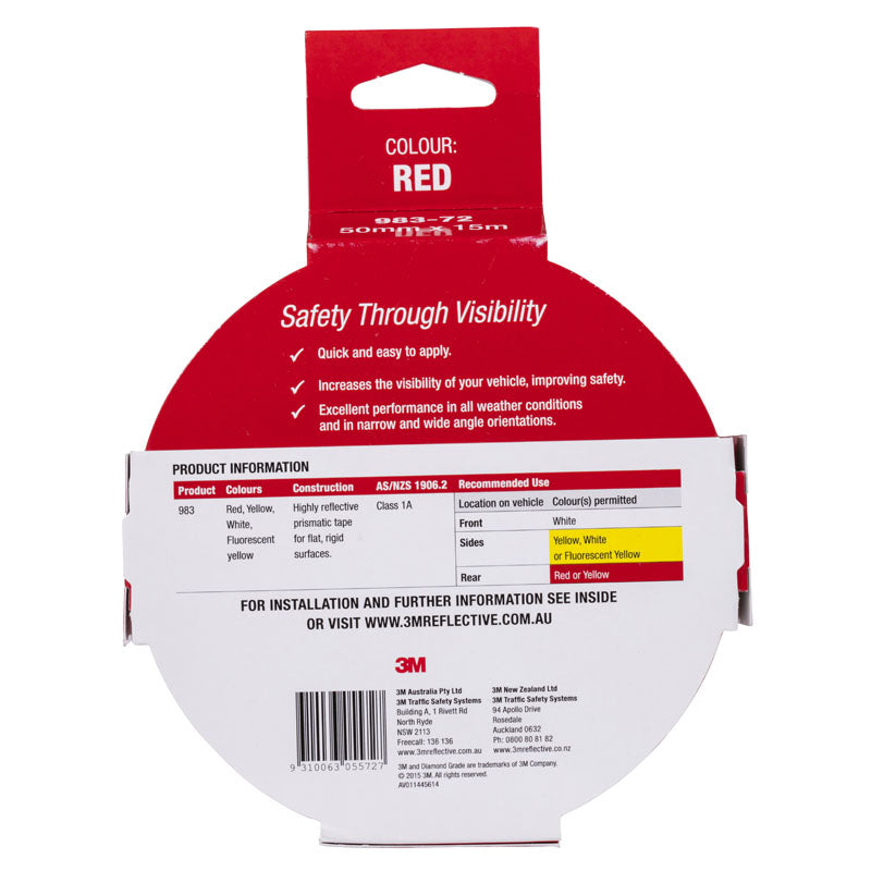 Red 3M reflective tape packaging with red and white design on a white background