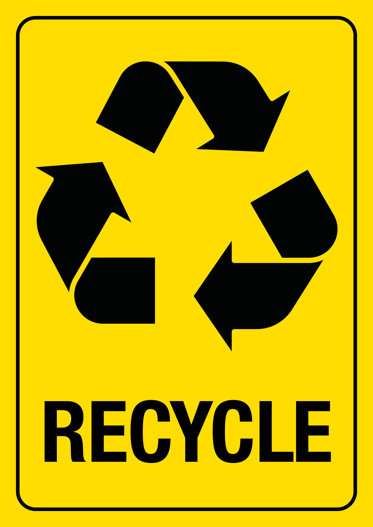 Recycle - Black on Yellow - A4
