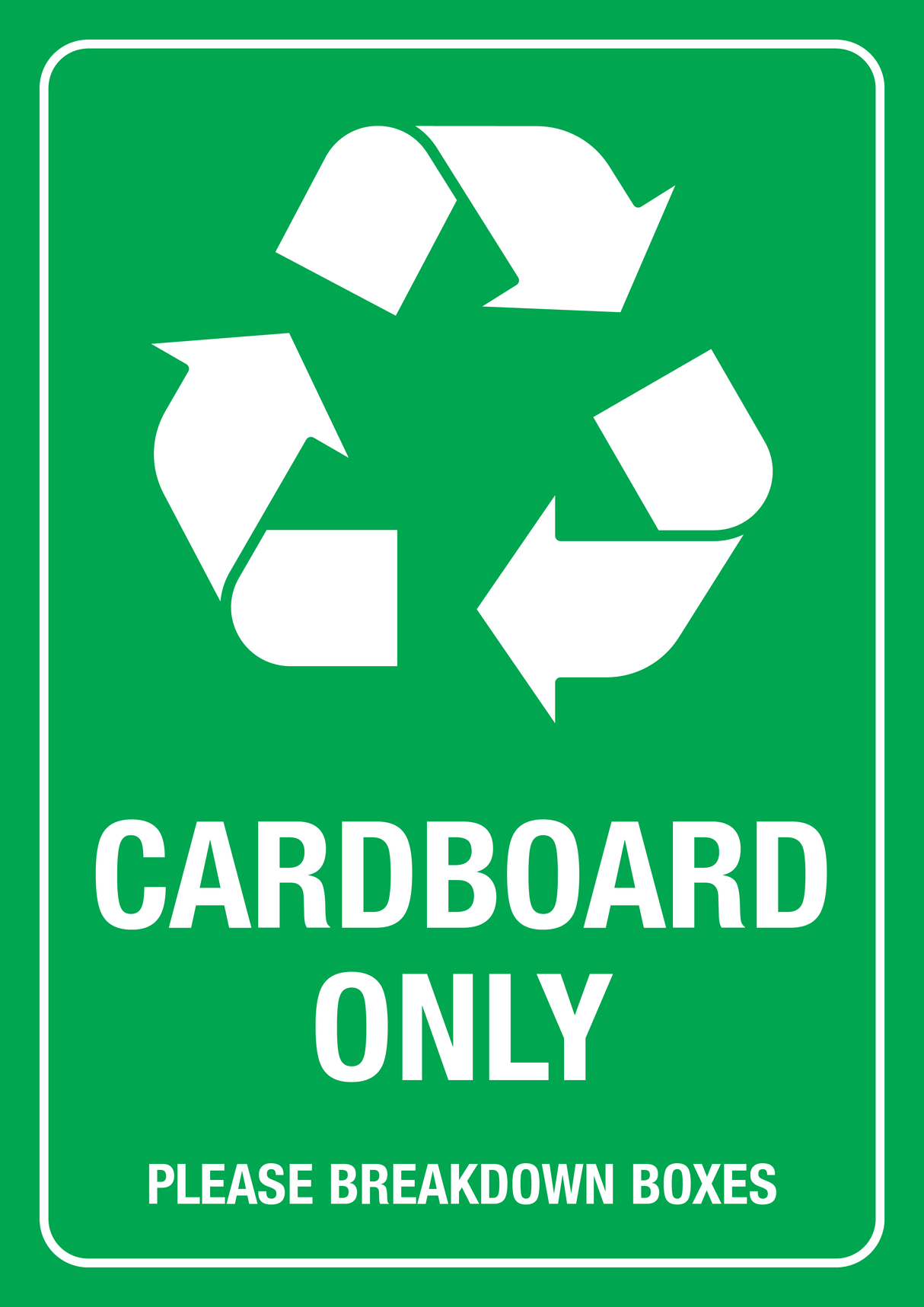 Recycle Cardboard Only - White on Green - A4