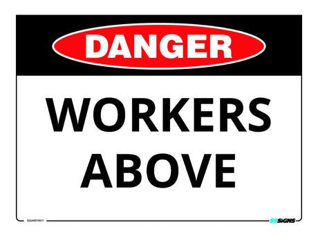 Workers Above Site Safety Sign