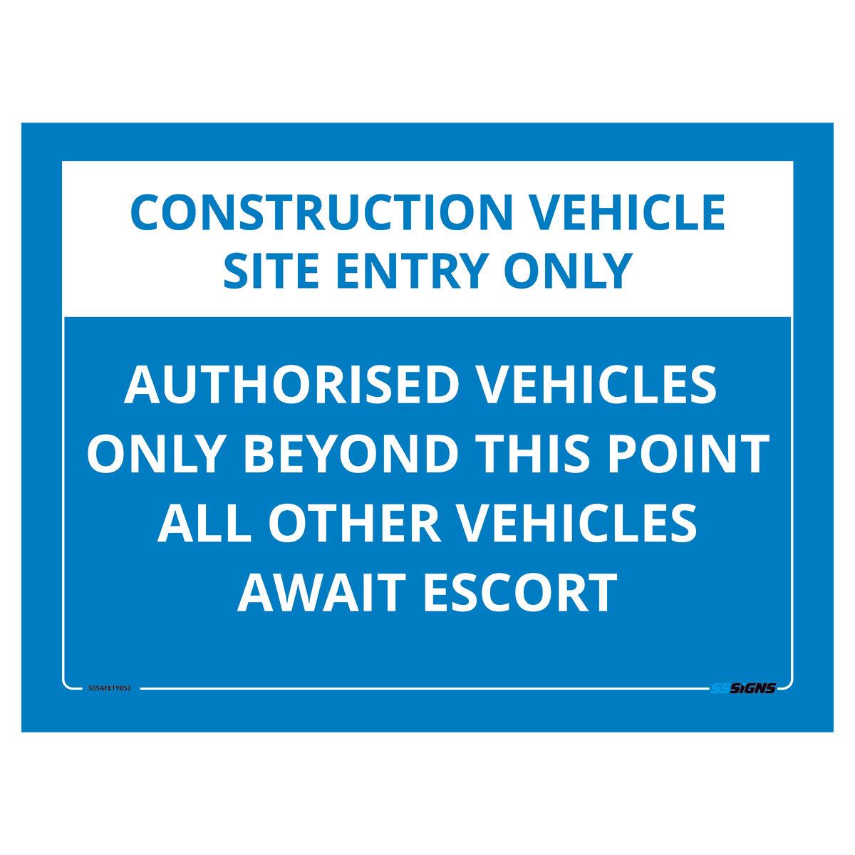 Construction Vehicle Site Entry Sign - SSSafety052