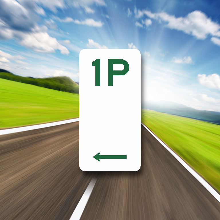 1 hour parking sign on ALU panel