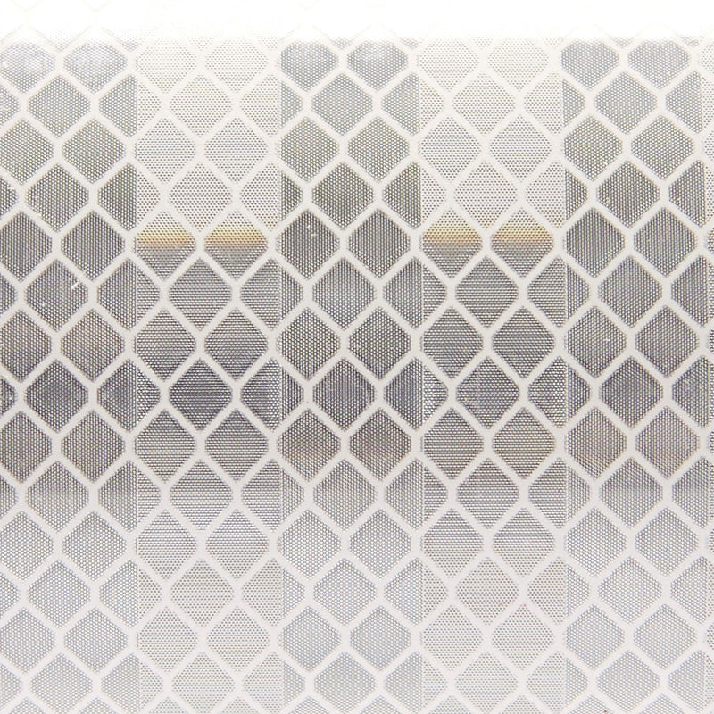 Close-up of 3M white, diamond grade reflective series tape. The best reflective tape in the market