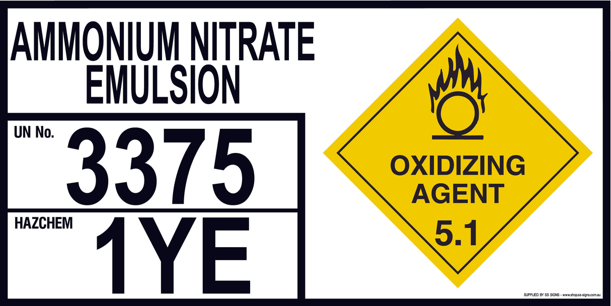 Emergency Information Panel - Ammonium Nitrate Emulsion - Storage - SS Signs Online
