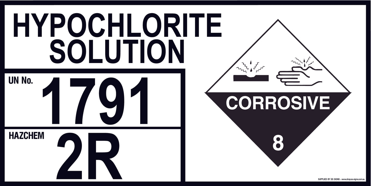 Emergency Information Panel - Hypochlorite Solution - Storage - SS Signs Online