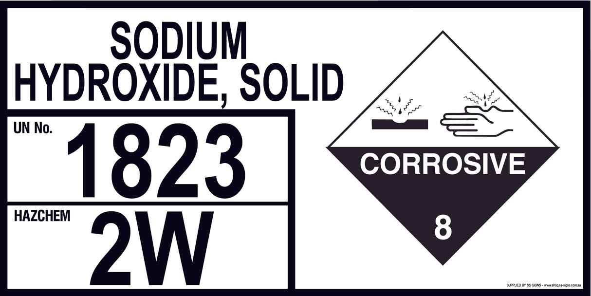 Emergency Information Panel - Sodium Hydroxide, Solid - Storage - SS Signs Online