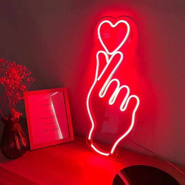 "Hand Heart" Neon Sign - SS Signs Online
