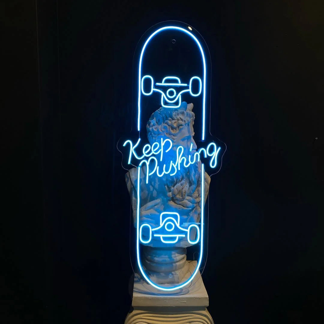 "Keep Pushing" Neon Sign