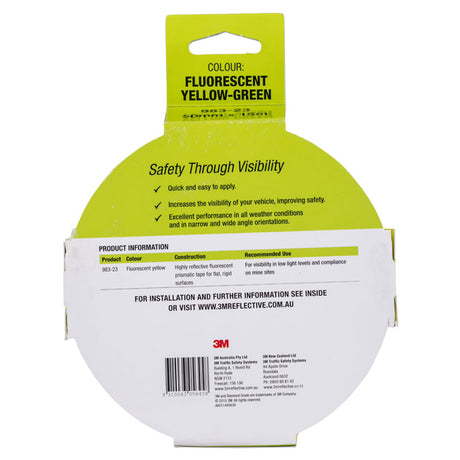 Fluorescent yellow-green Diamond Grade Series Vehicle Reflective Tape packaging with 3M branding.