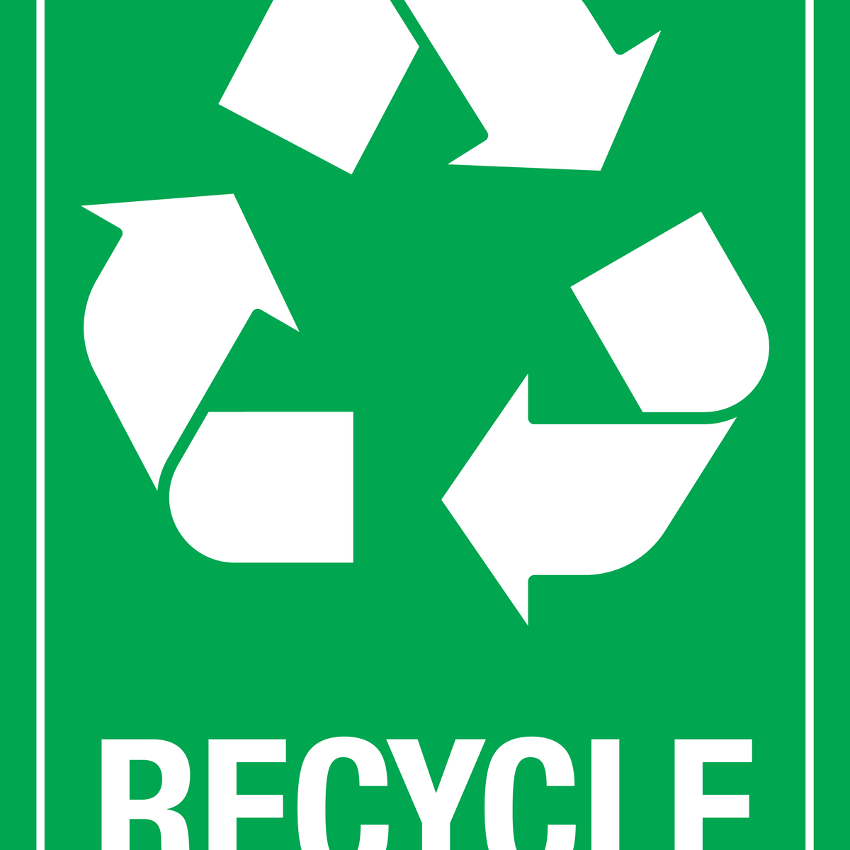 Recycle Sign - White on Green - A4