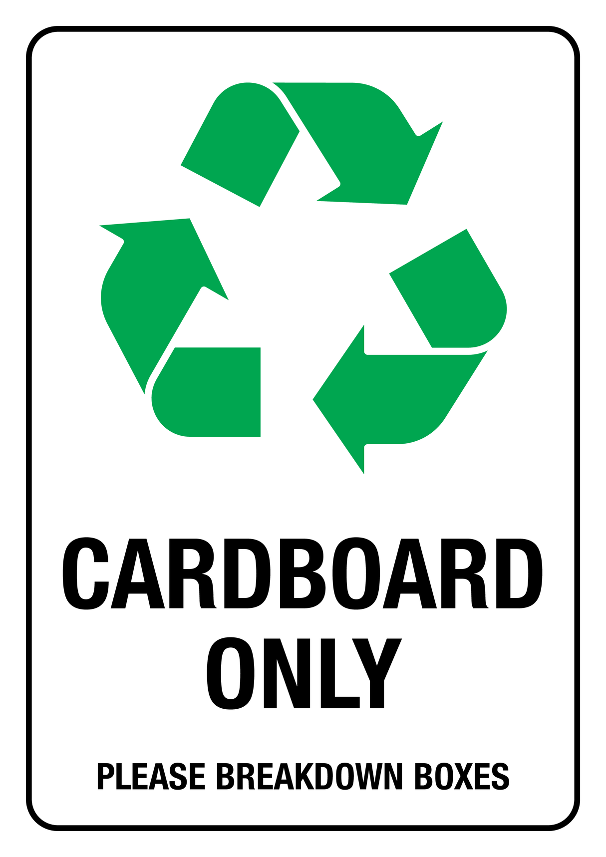 Recycle Cardboard Only - Black Green on White - A4