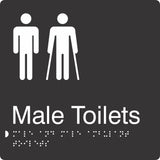 Square Male & Male Ambulent Toilets Braille Signage made from Black Acrylic with white Tactile Print 