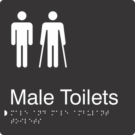 Square Male & Male Ambulent Toilets Braille Signage made from Black Acrylic with white Tactile Print 