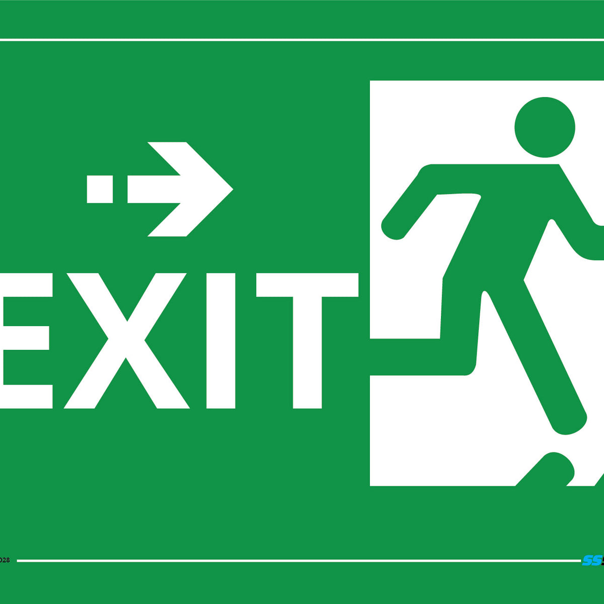 Panneau Aluminium "EXIT TO THE RIGHT" 8x12 Pouces - Signalétique De Sortie - Réf. S019