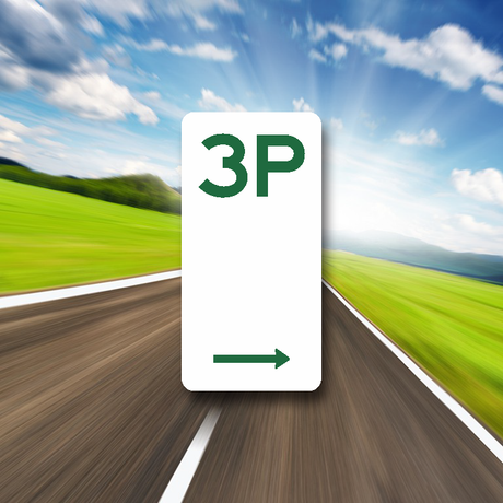 3 hour parking sign with arrow to the right on ALU panel
