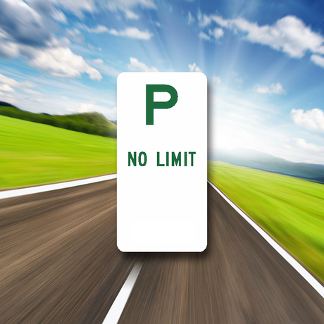No limit parking sign on aluminium panel