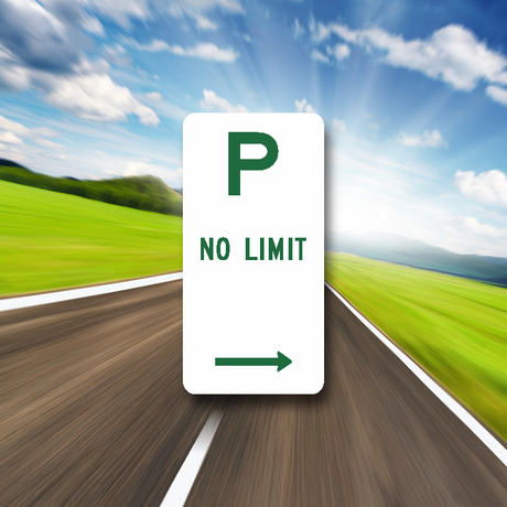 No limit parking with arrow to the right on aluminium panel