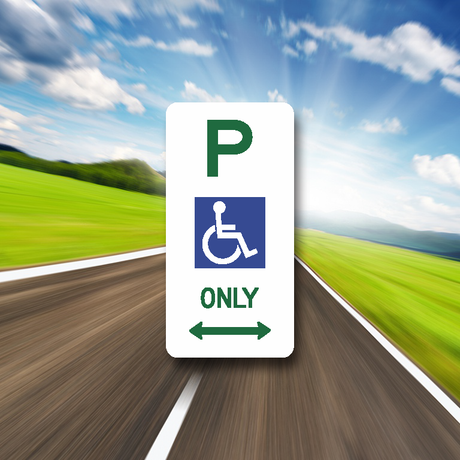 Disabled parking only sign on ALU panel