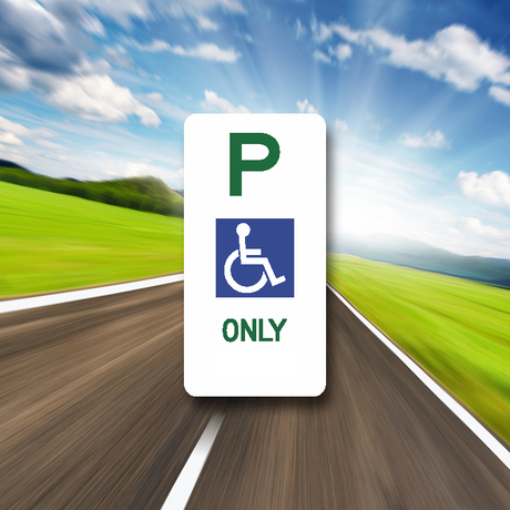 Disabled Only Parking Sign on Aluminium Panel