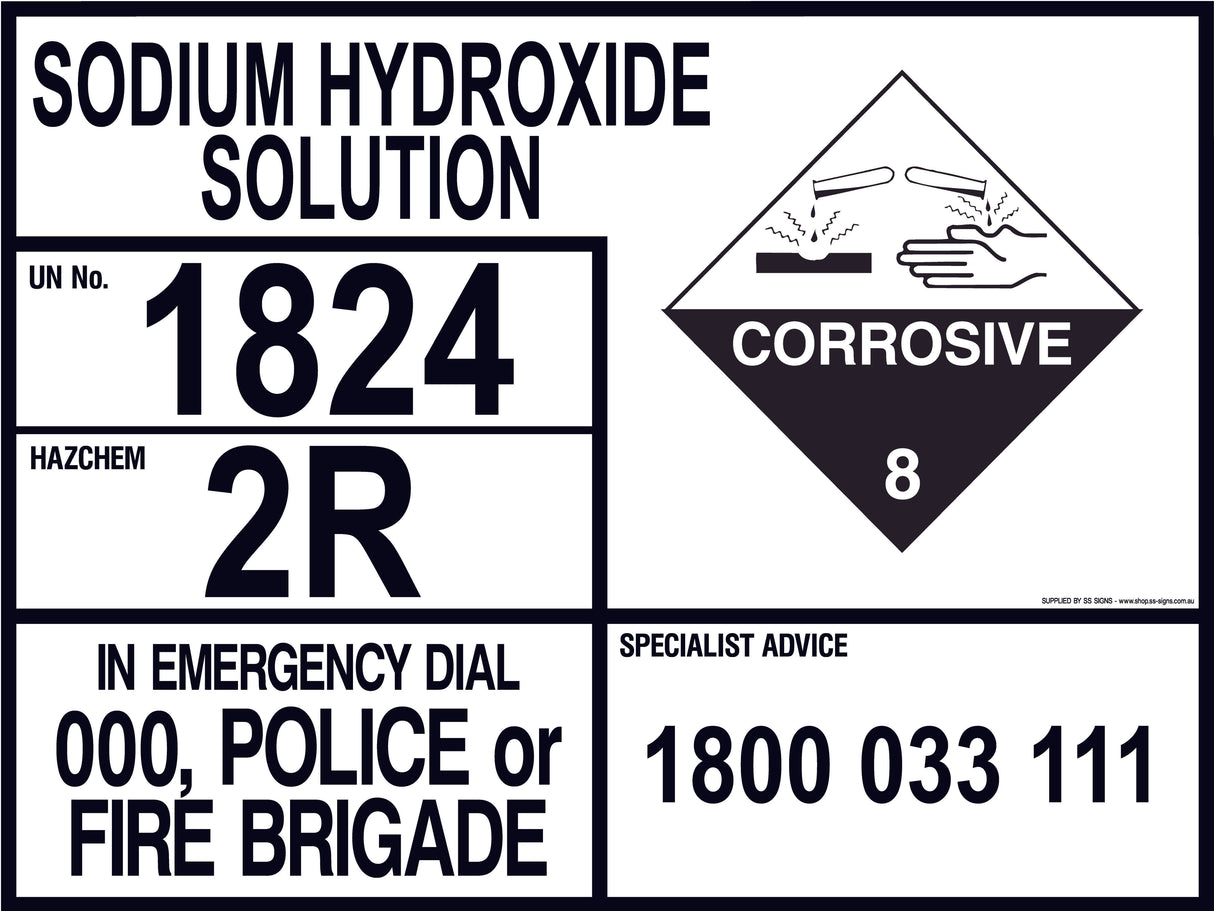 Emergency Information Panel - Sodium Hydroxide Solution - Transport