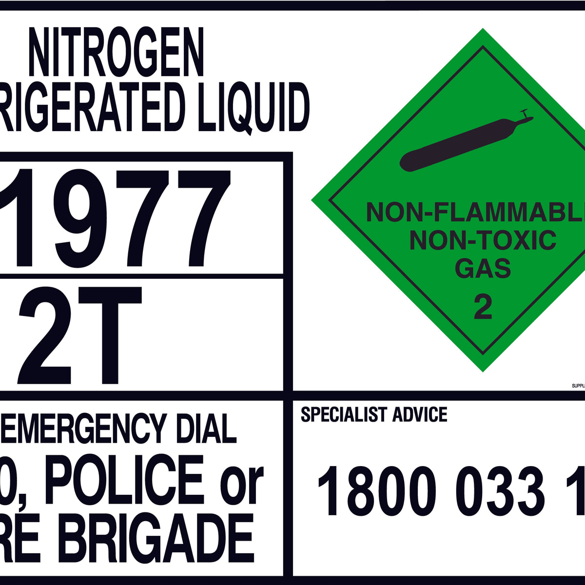 Emergency Information Panel - Nitrogen Refrigerated Liquid - Transport ...